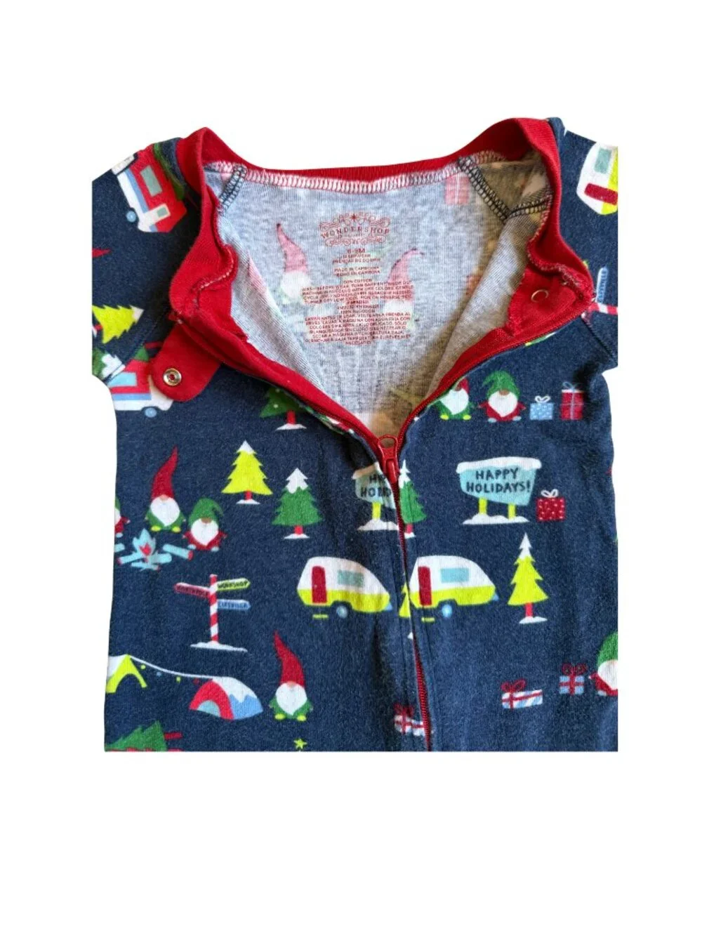 WonderShop 6-9M Holiday Gnome Camper Footed Sleeper Pajamas